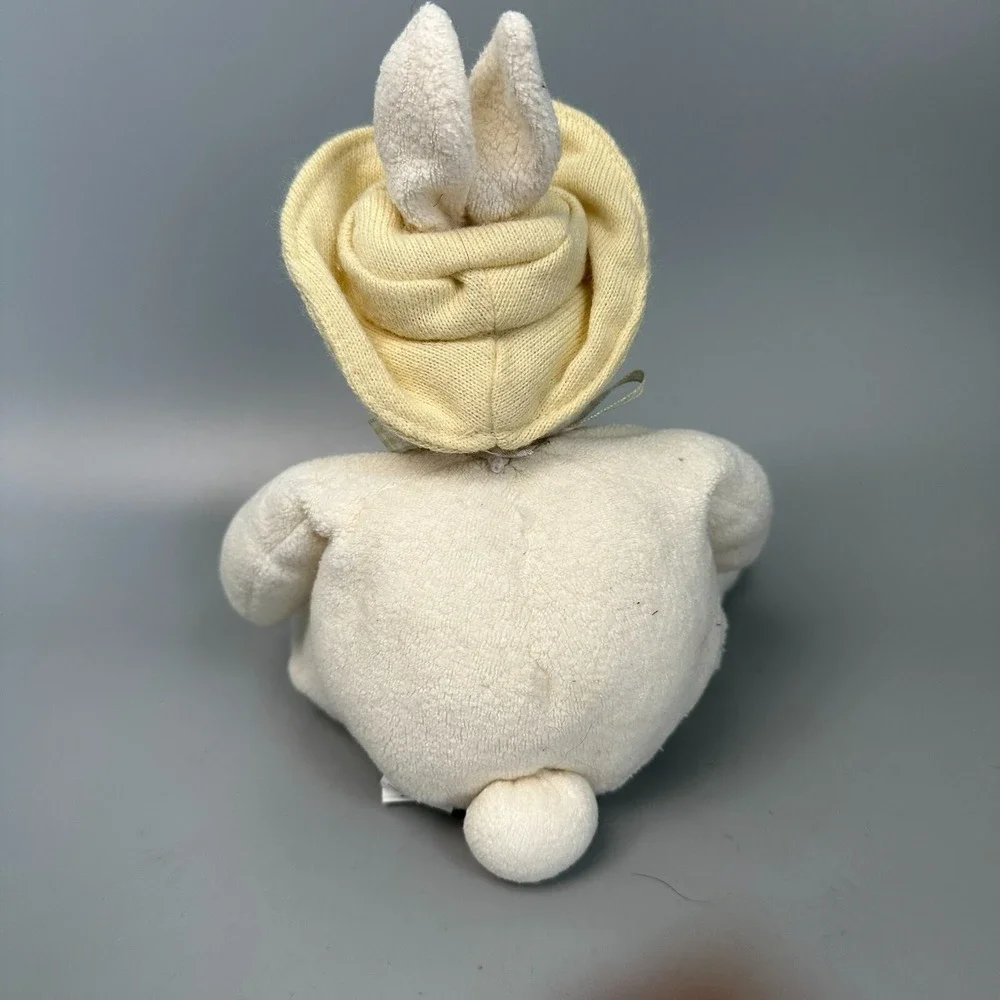Bunnies By The Bay Plush Bunny Rabbit Cream Terry Cloth Floral Sun Hat 10 inch